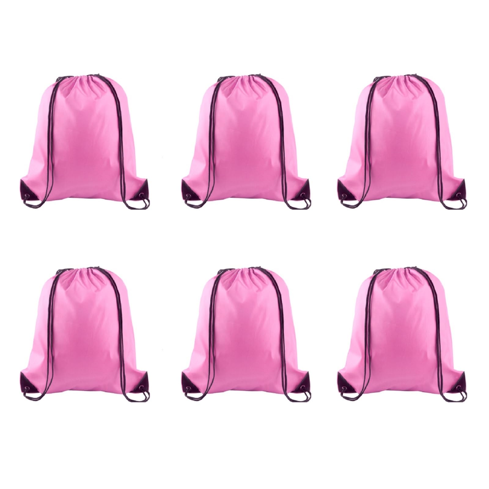 PLULON 6 Pcs Drawstring Bags Bulk Pink Drawstring Backpack String Backpack Cinch Sack Sport Gym Backpack Bags for Yoga Traveling Outdoor Sports