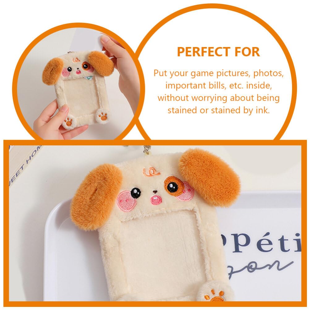 NUOBESTY Plush Photocard Holder Keychain - Cute Dog Cardholder With Keychain For ID Badge Bus Card Student