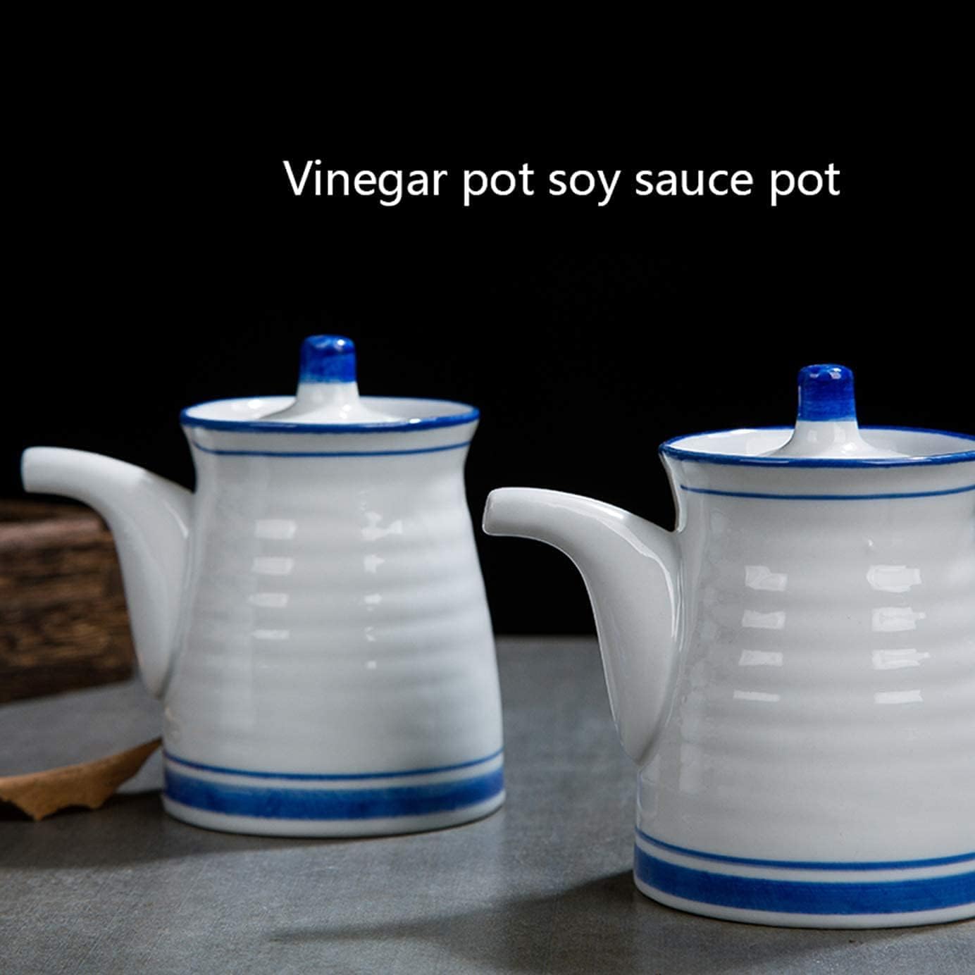 Vinagrera con tapa automática, vinajera para salsa de soja, botella de aceite, botella de vinagre de oliva con tanque de aceite a prueba de fugas, botella de salsa de soja de cerámica, botella de acei