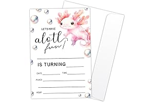 Axolotl Birthday Party Invitation Cards for Kids