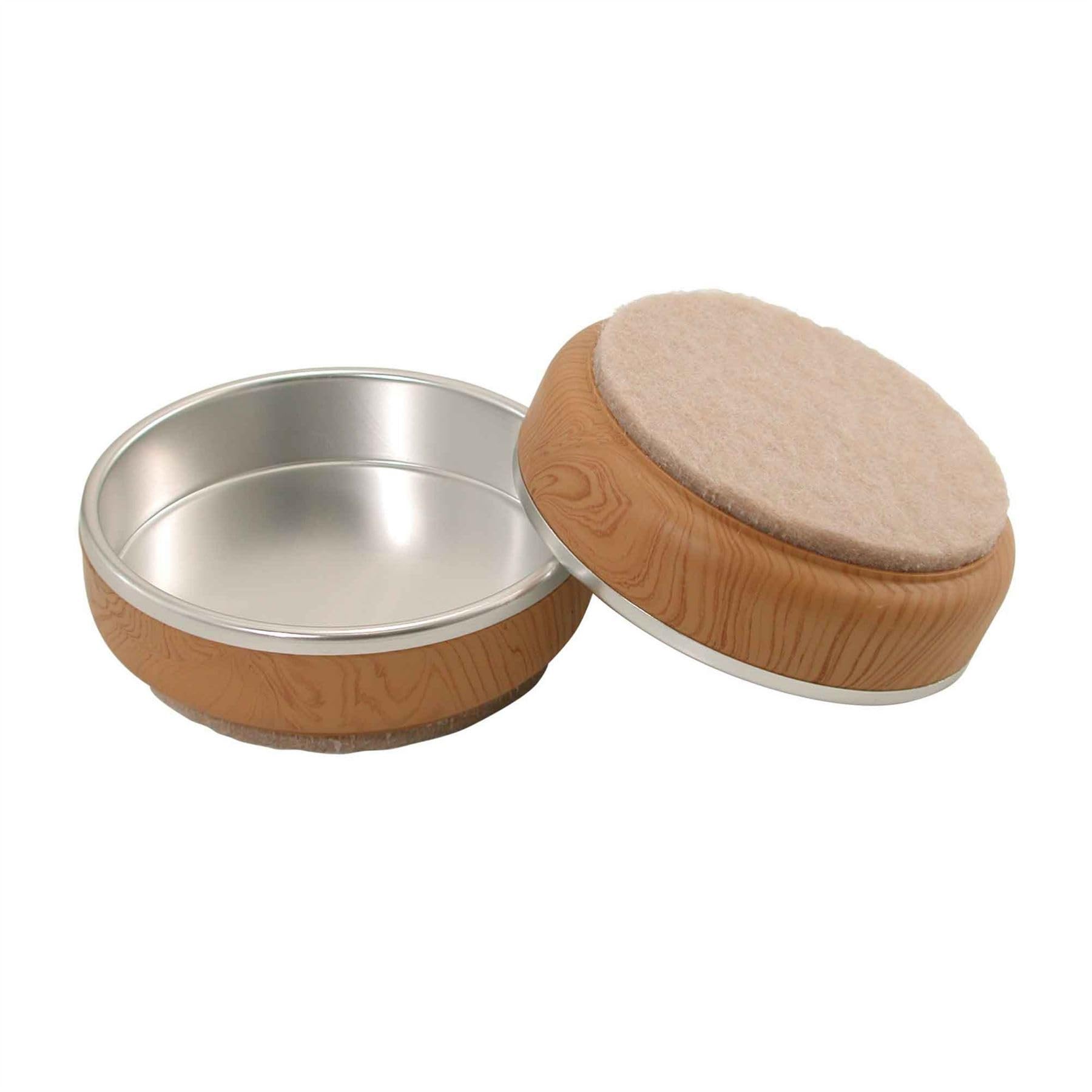 Satin Chrome Castor Cups with Felt Base – 100mm (Pack of 4) Floor Protectors