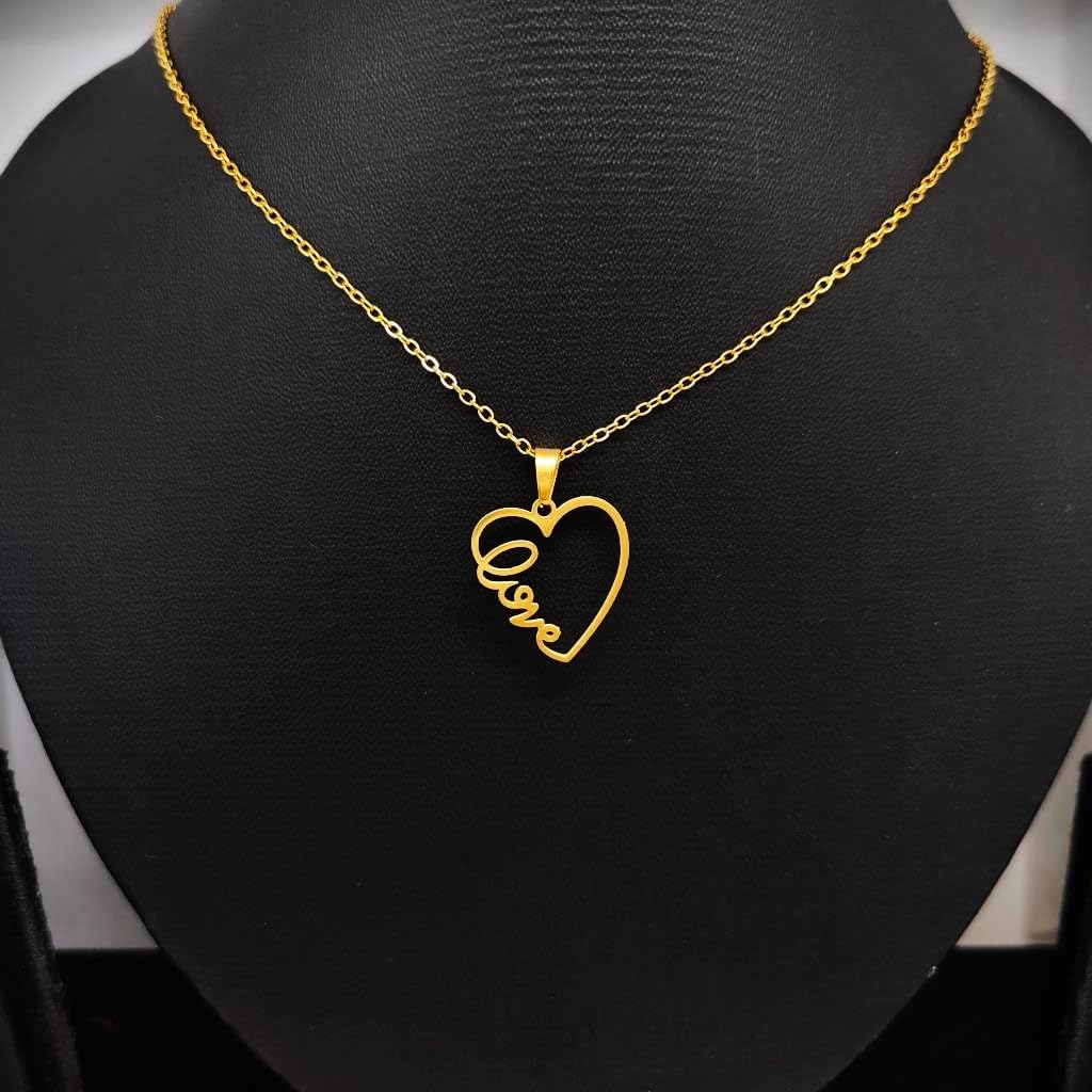 Gold Plated Heart Love Pendant Necklace and Earrings Set – Stainless Steel Dainty Jewelry Set for Women, Gift Set for Her, Romantic Valentine’s Day or Birthday Present - Image 8