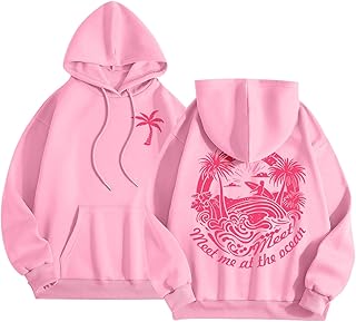 Generic Pink Puff Graphic Hoodies for Teen Girls Kids Womens Cute Letter Print Casual Preppy Sweatshirts Oversized Long Sleeve Y2K Streetwear Tops Pullover