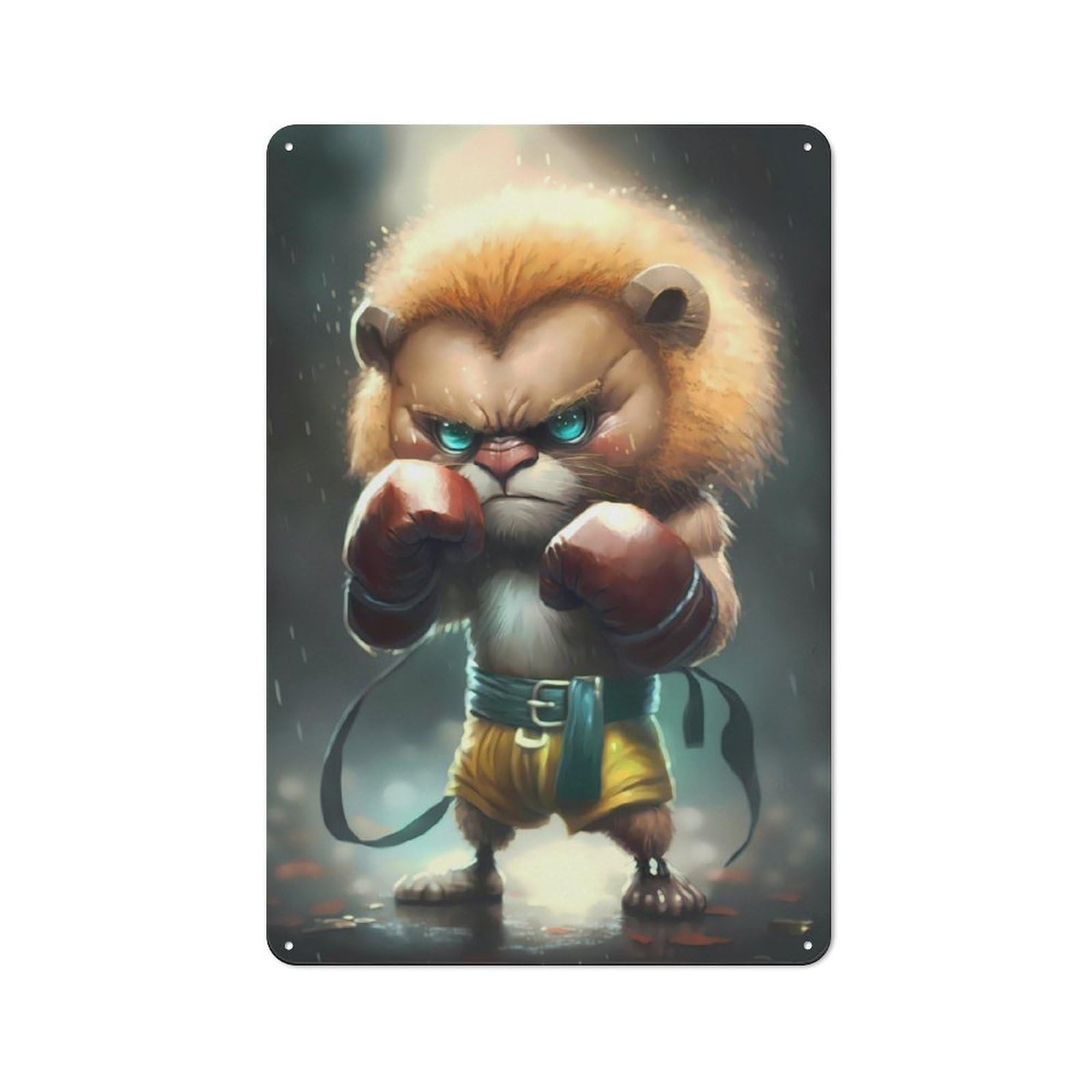 Junmoney Pro Lion Cub Boxer Tin Sign 30X20cm With For Workshop Wall, Rustic Decor, Suited To Workshop Decor Fans
