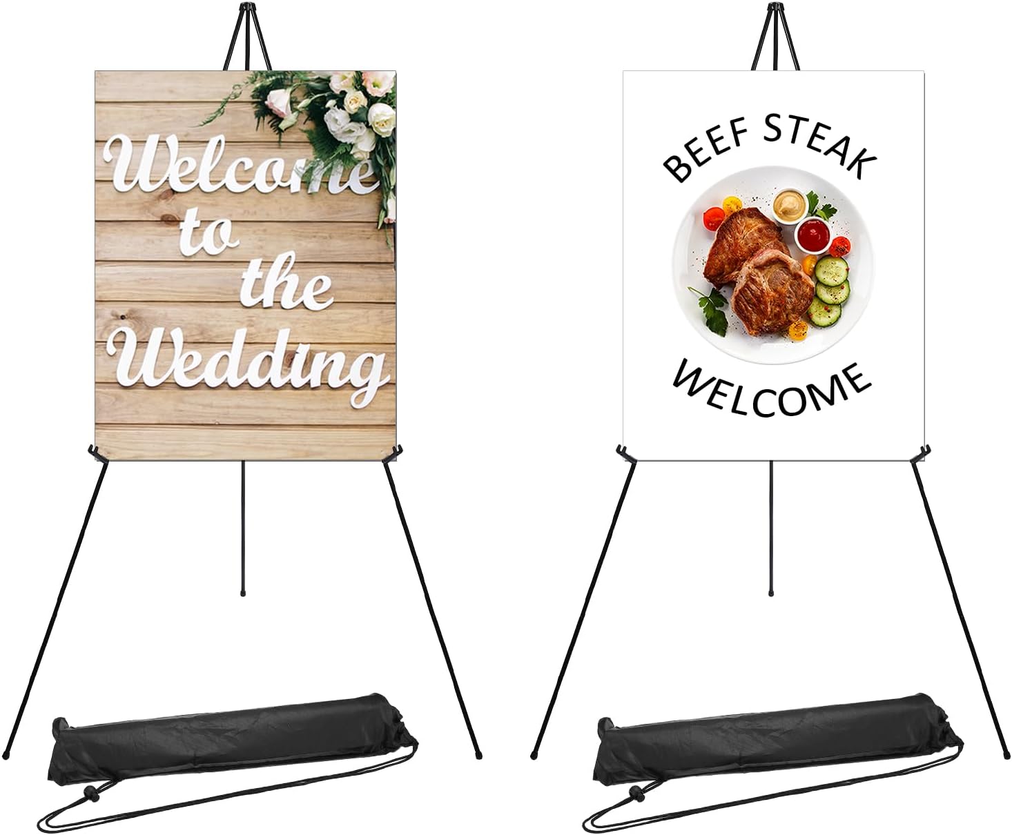 PATIKIL Art Easel Sign Easel Stand, 2 Pack Collapsible Poster Holder Stand Foldable Presentation Floor Easel for Wedding Sign Poster Picture Display Painting Drawing Art Supplies, Black