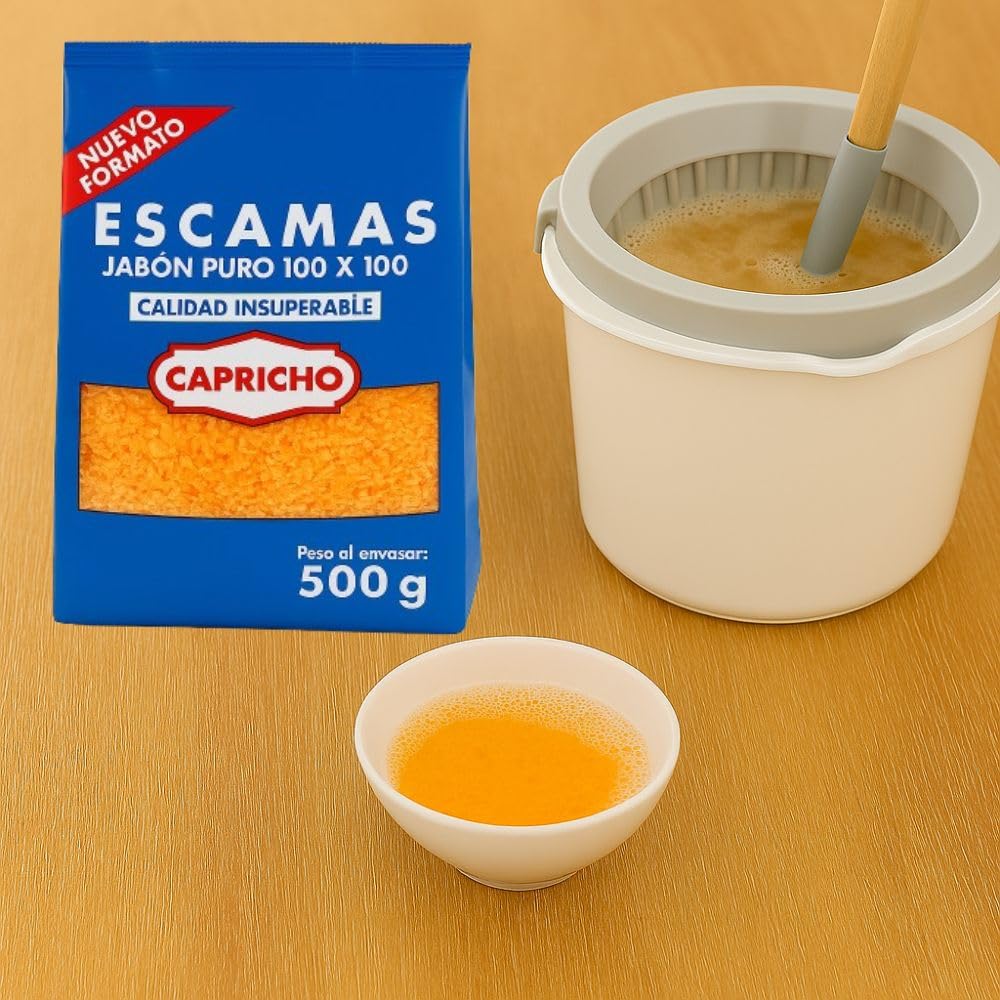 Capricho Escamas de Jabón Natural 100 % Puro 500 g, Jabón en Escamas para Ropa, Suelos y Loza, Uso Doméstico a Mano y en Lavadora
