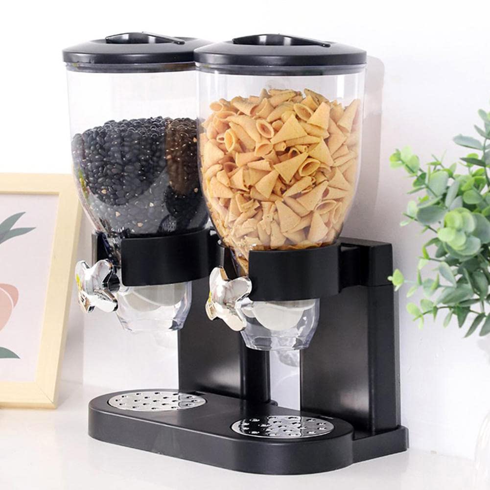 Dispensador de cereales Dispensador de cereales de encimera Dispensador automático de granos Máquina de cereales de doble cubeta Tanque de almacenamiento de avena para el hogar Adecuado para almacen