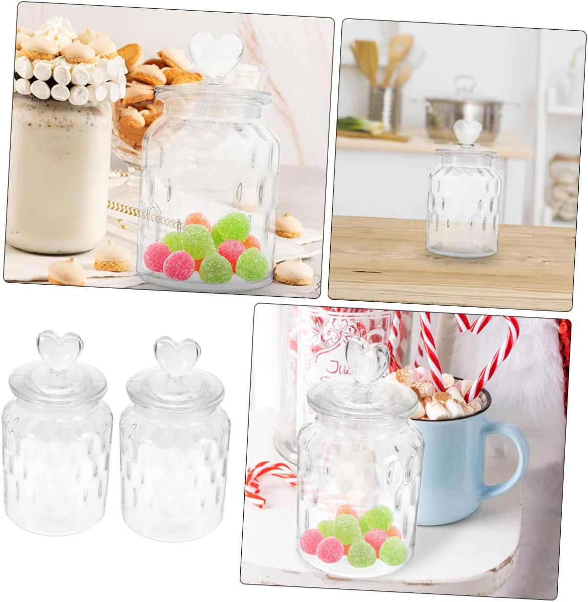 2pcs Medium Glass Canisters with Airtight Lids for Sugar and Coffee Storage, Food Jars Suitable for Pantry and Kitchen Organization