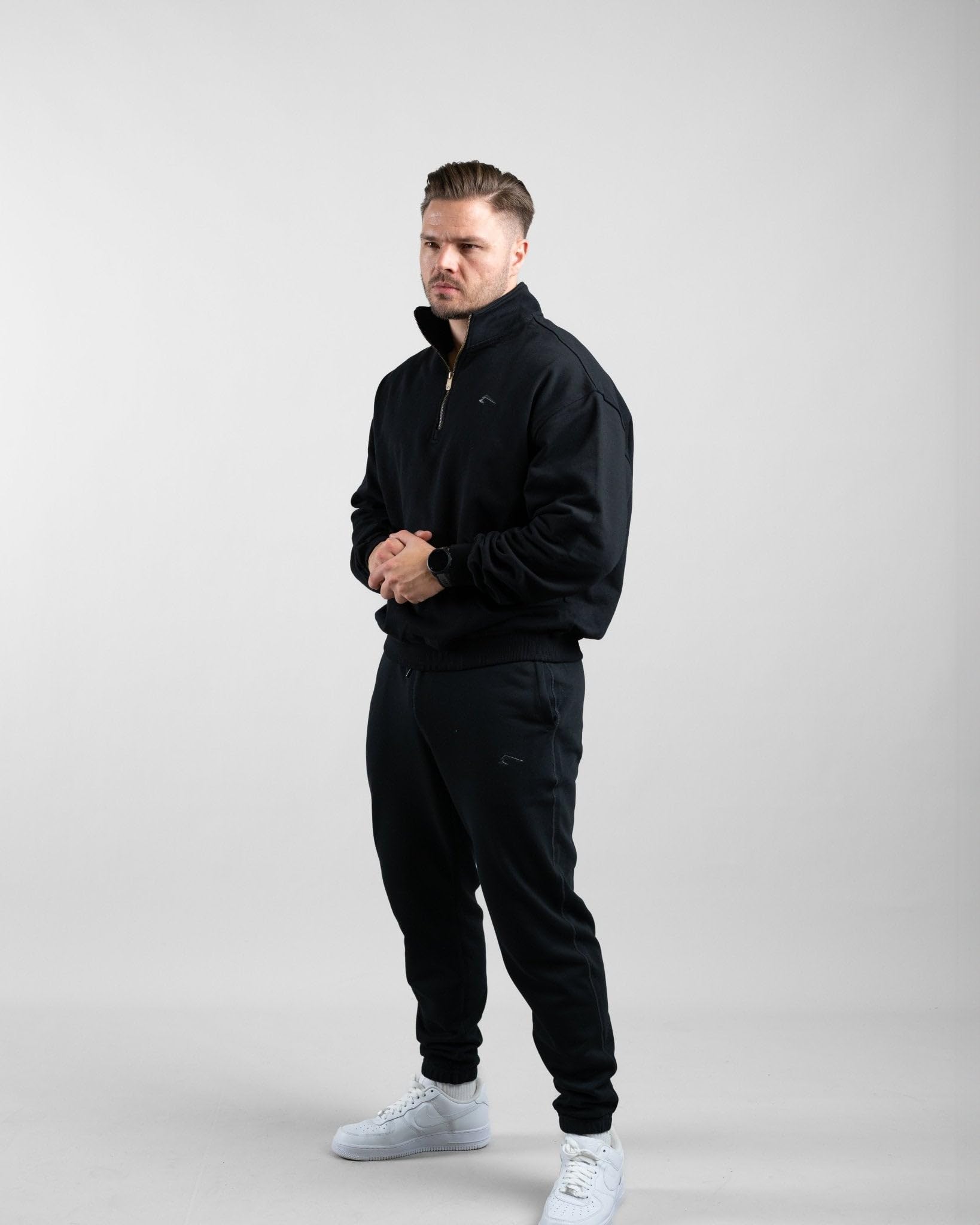 ATHLETIC AESTHETICS Essential Oversize Half Zip Pullover Sweatshirt für Herren & Gym Fitness-Sweater Bodybuilding Sport & Fitness Hoodie