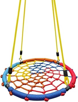 Round Toy Swing, Childrens Recreation Center, Normal Wooden Belt, 100cm Bird Nest Color, Iron Pipe, Adjustable Rope Length, Easy Installation, Hanging Set, Outdoor Swing, Suitable for Children