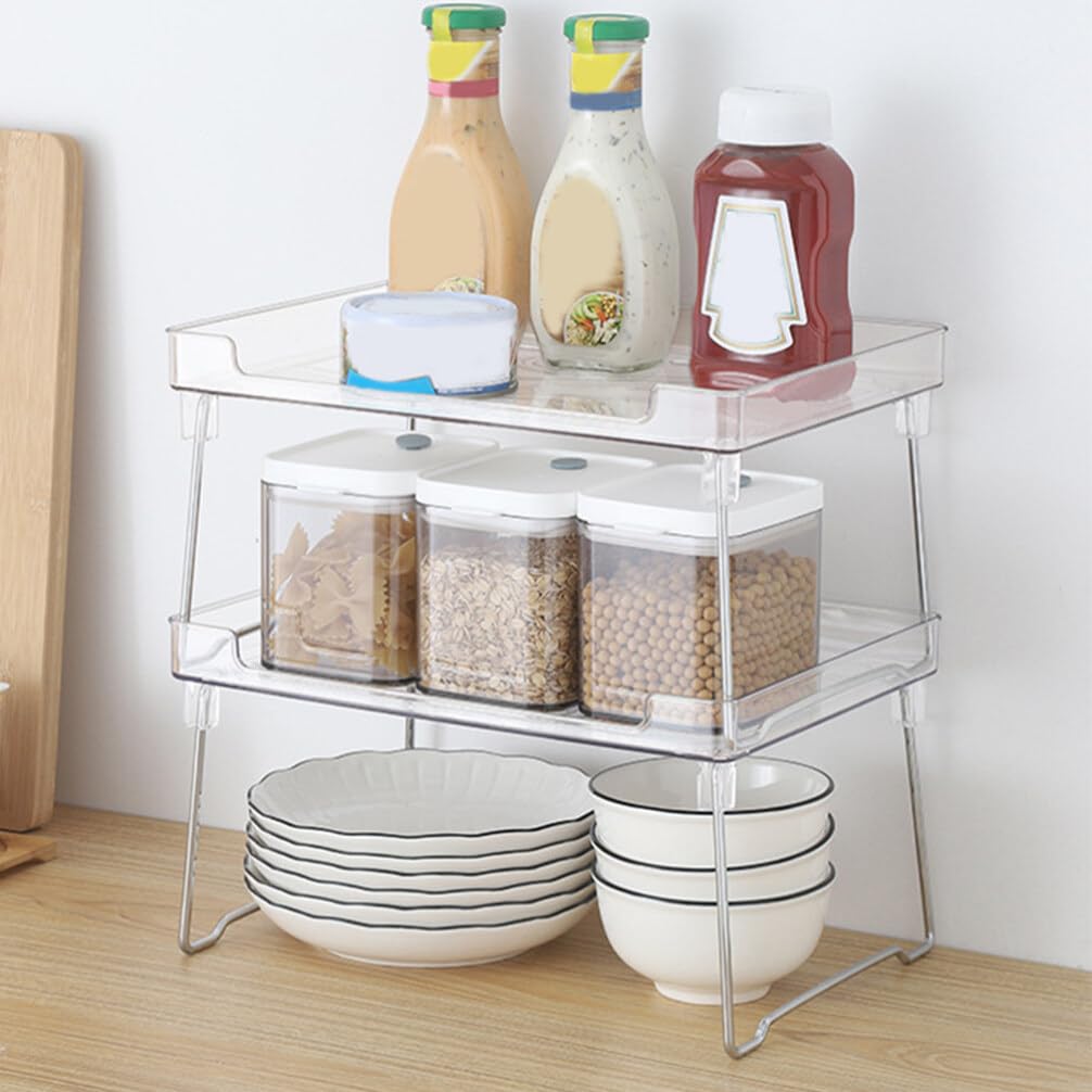 Angoily 2 Pcs Étagère à Épices Organisateur D'épices Étagère de Comptoir Cuisine Pliable en Acier Inoxydable et Plastique à Charge Renforcée Cuisine et Salle de Bain