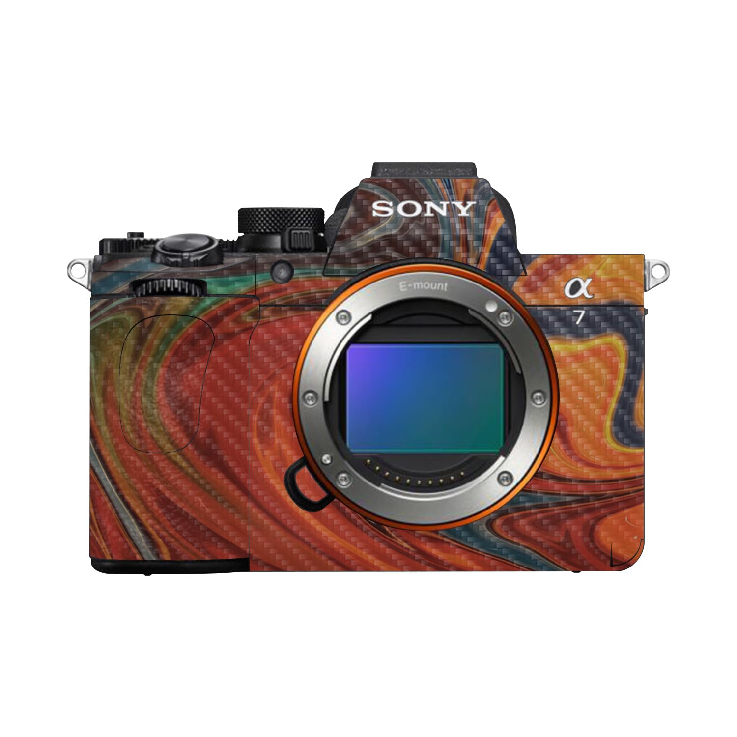 Carbon Fiber Camera Skin Compatible with Sony Alpha A7 Mark V (2025) - Lava Water - Premium 3M Vinyl Protective Wrap Decal Cover - Easy to Apply | Crafted in the USA by MightySkins