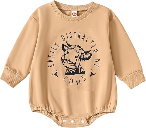 Miniatura 9 de Kayotuas Ropa occidental para bebé y niña sudadera con estampado de vaca de manga larga enterizo de gran tamaño trajes de primavera y otoño