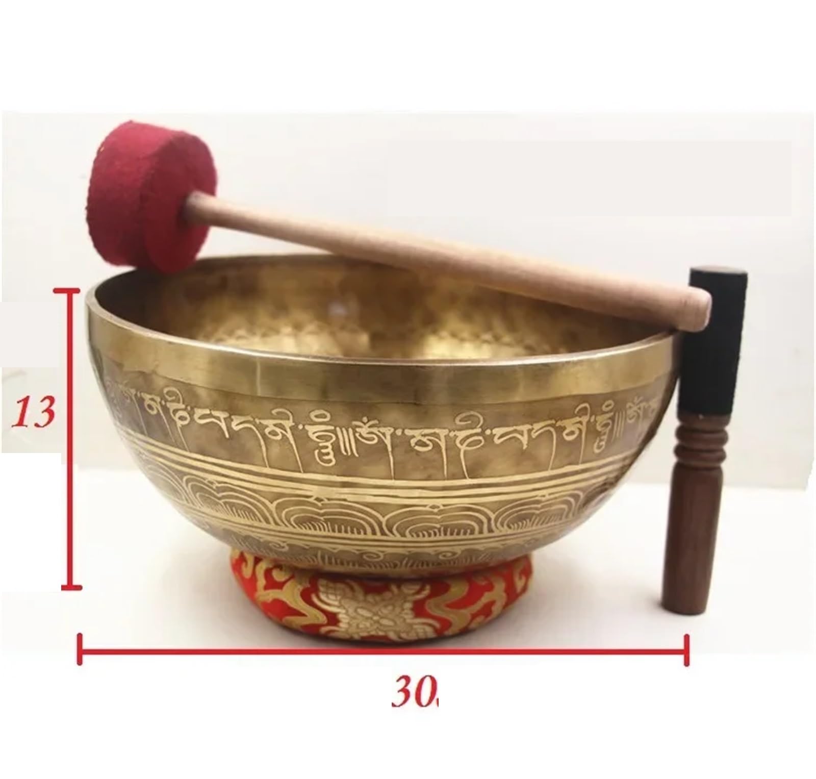 Set di campane tibetane grandi dimensioni in ottone fatte a mano