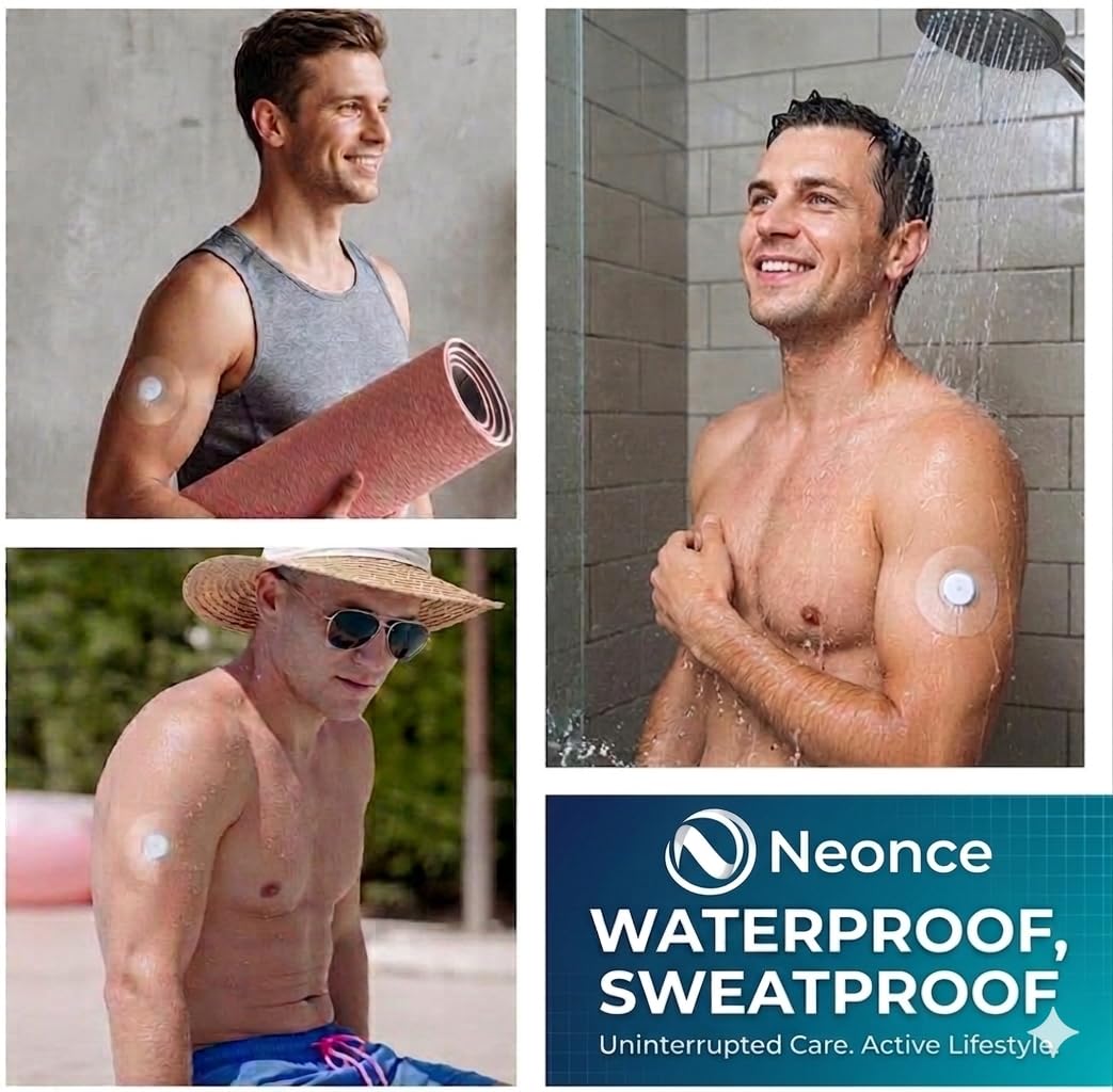 Neonce CGM Sensor Protection Patches Pack of 10, Adhesive Overpatches for Continuous Glucose Monitor Sensors, Water-Resistant Breathable Covers for Active Daily Wear