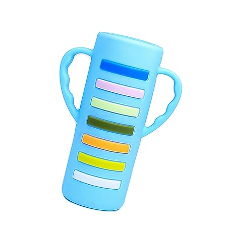 THE LITTLE LOOKERS Baby Bottle Cover with Handle/Silicone Warmer Cover for Baby/Newborn/Infants/Toddlers -Blue (240ml)