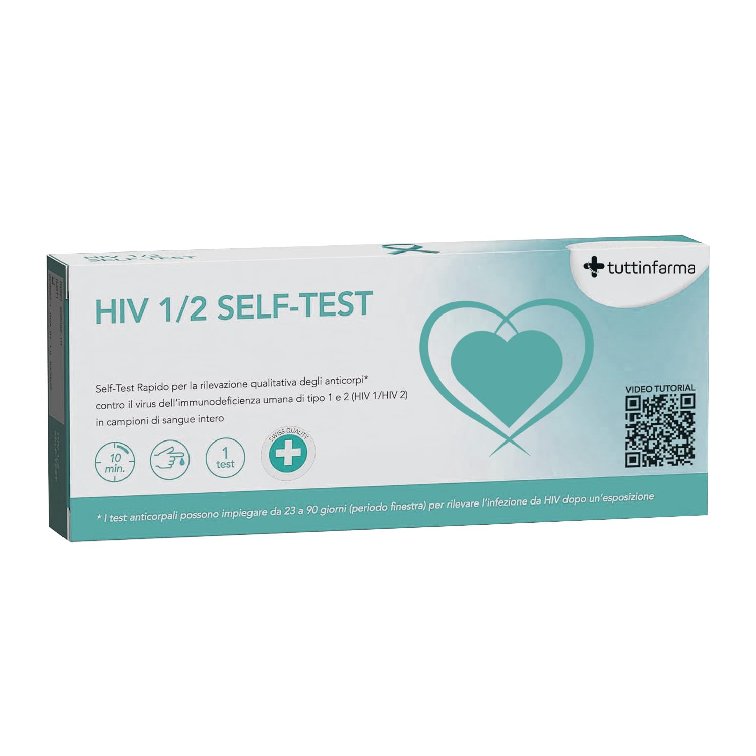 HIV 1/2 Test Rapido Autodiagnostico, Kit per Test Anticorpale, Risultati in 10 Minuti