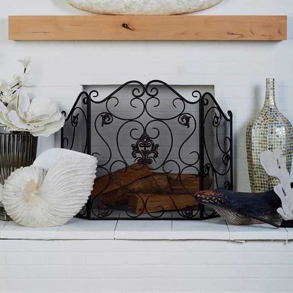 Schermi per Caminetti di Guardia Metallo Nero Camino Schermo Schermo Cavo Partizione con Net Fireplace Guardrail Pieghevole Pieghevole Frence Rete Fence Frence Fenny Panel Panel Panel Recence Accessor