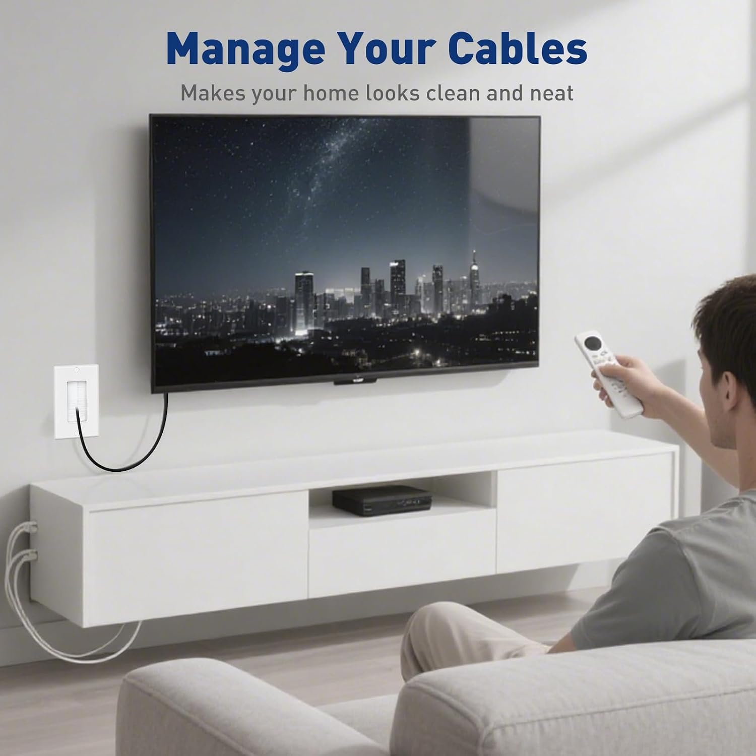 Brush Wall Plate Decora 10-Pack | Single Gang Wall Plate Cable Pass Through, for Low Voltage Wires, Cord Hider for Wall Mount TV