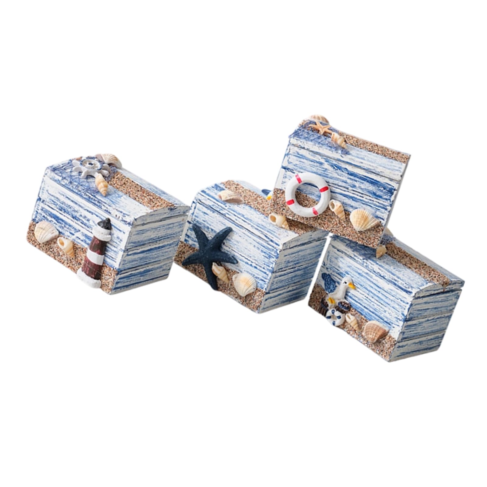 Zeiwohndc C Zeiwohnd Dresser Organizer Box Set, 4 Wooden Oastal Boxes For Jewelry, Andy, Small Ollectibles And Table Decor Accent Dresser Accessory Box