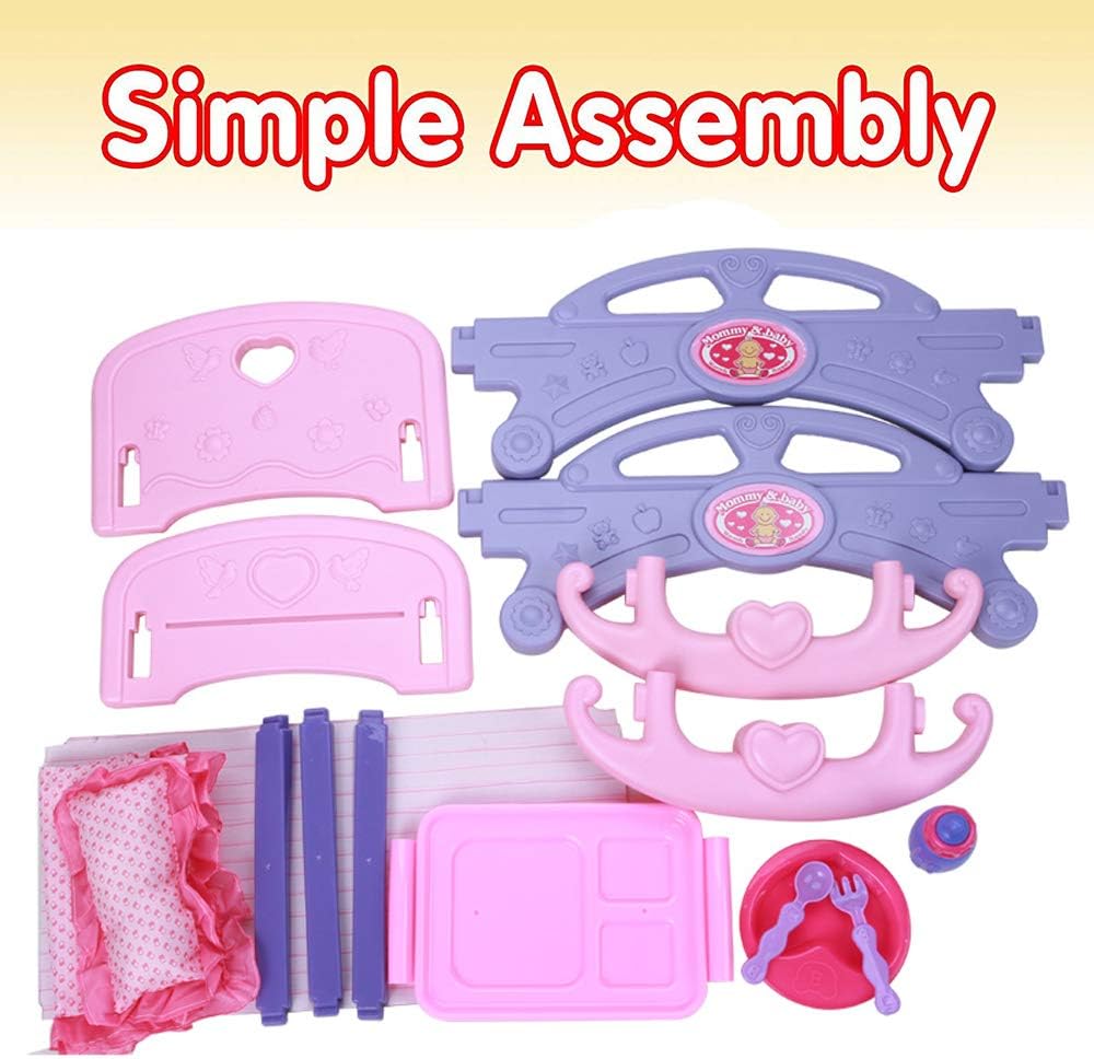 Liberty Imports Mommy and Baby My First Rocking Bed for Dolls - Baby Cradle Toy Furniture and Play Accessories - Fits 14 inches Dolls : Toys & Games