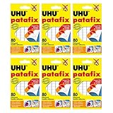 6 x uhu patafix bianco, riutilizzabili cuscinetti adesivi, 6 x 80 pezzi