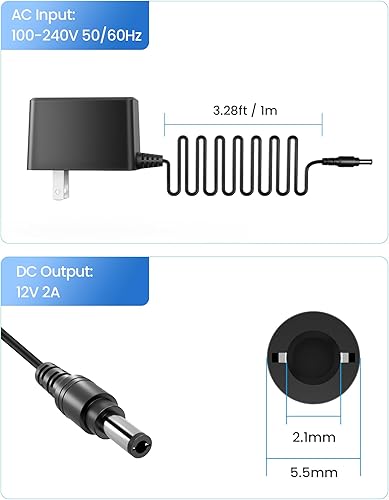 Miniatura 8 de ZOSI Adaptador de fuente de alimentación CCTV DC de 12 V 2 A 2000 MA EE UU para sistema de vigilancia de cámara de seguridad para el hogar