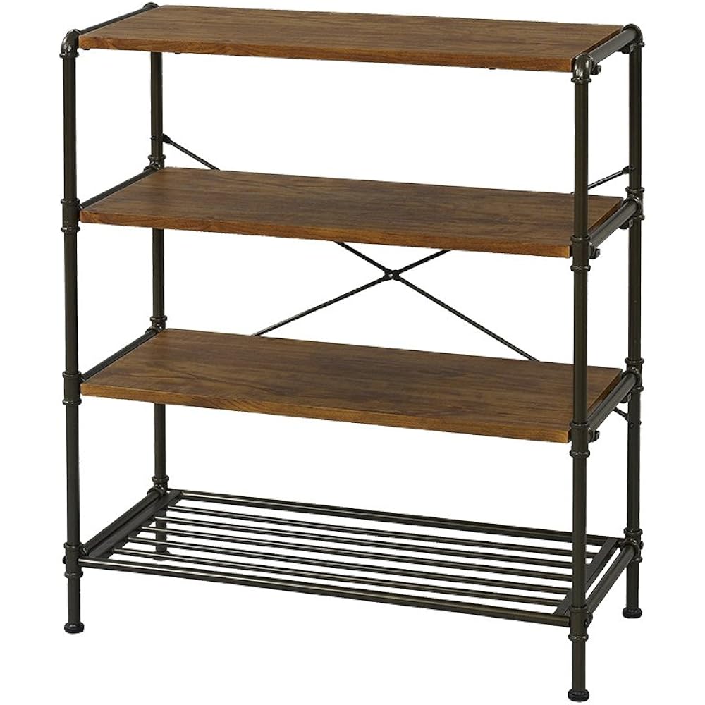 Amazon｜棚 ラック 書棚 4段 幅80 ビンテージ ブラウン 幅80×奥行35×高さ90.5cm IPR80904｜オープンシェルフ