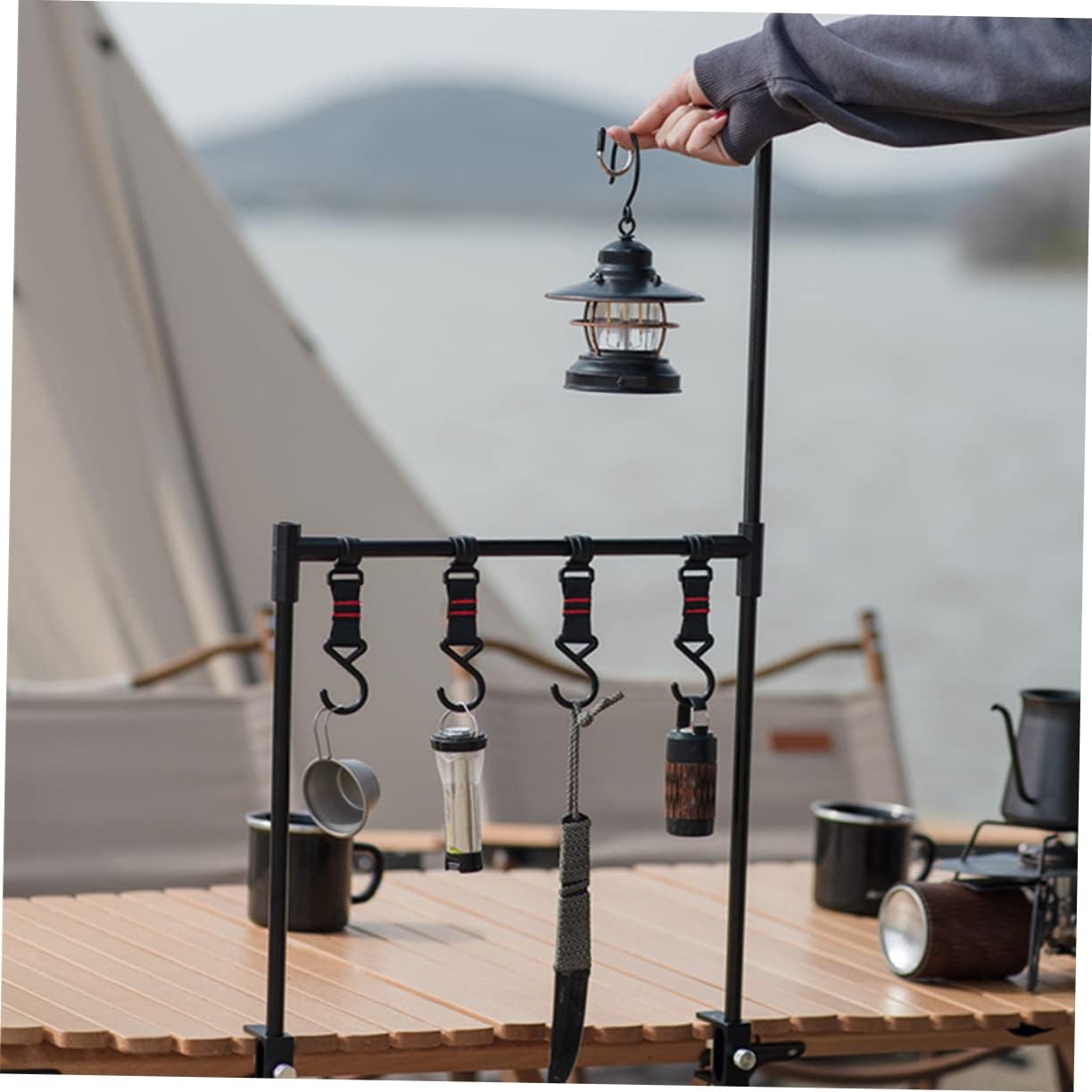 Mipcase Versatile Camping Desktop Hanger Light Hook Camping Light Stand Table Portable Rack Outdoor Supplies Supply