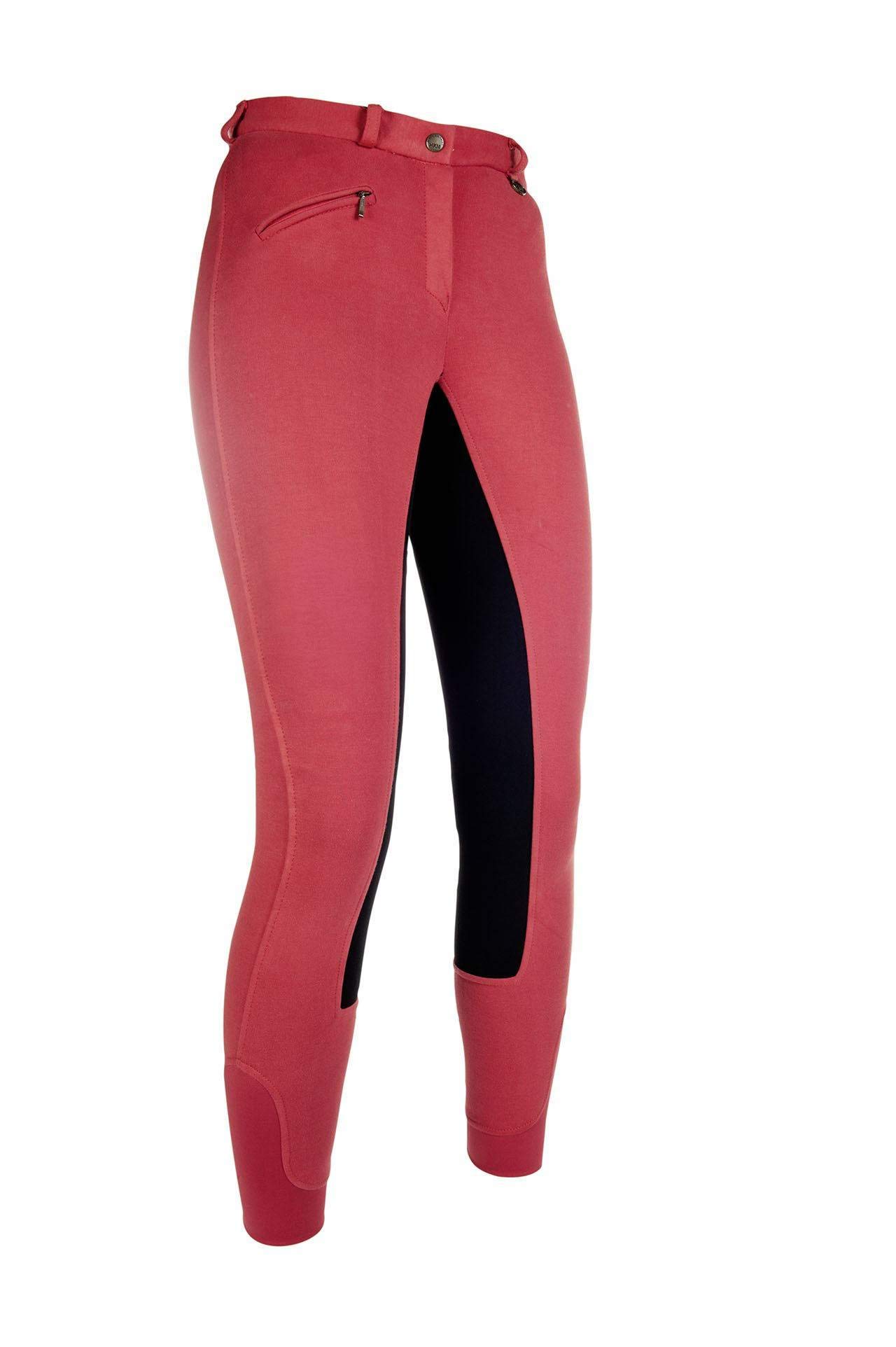 HKM Reithose -Basic Belmtex Grip Easy- 3/4 Besatz, rot/schwarz, 48
