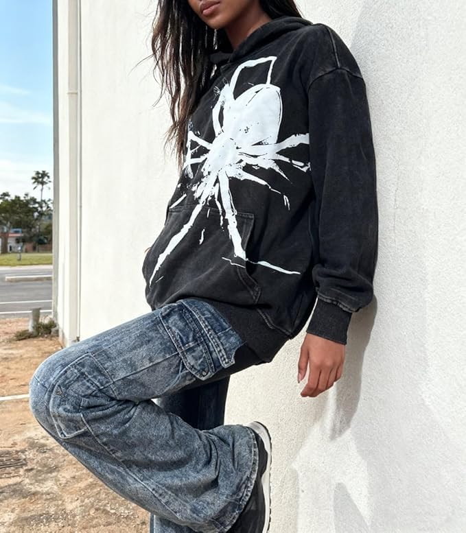 Unisex Hellstar/Spider Horror Hoodie Y2K Dark Streetwear Gothic Punk High Street Fashion Halloween Must-Have - Image 3