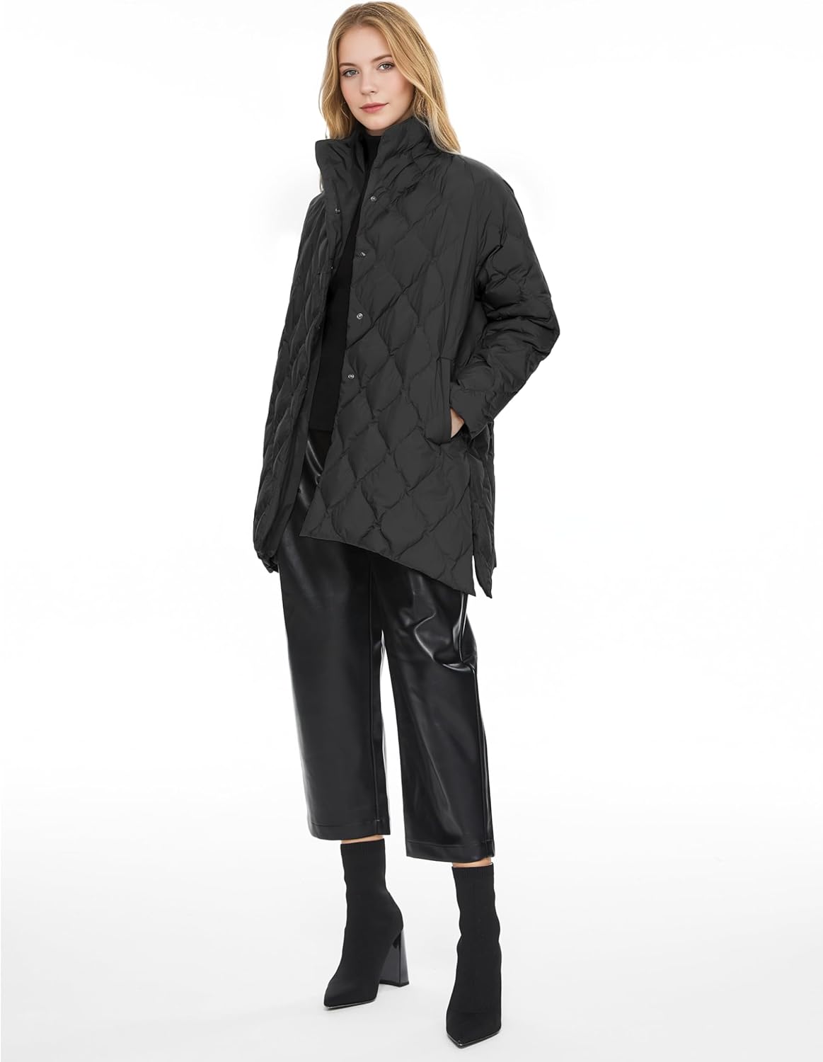 Orolay Women's Oversized Quilted Puffer Jacket Lightweight Insulated Casual Long Sleeve Padded Coat with Pockets - Image 8