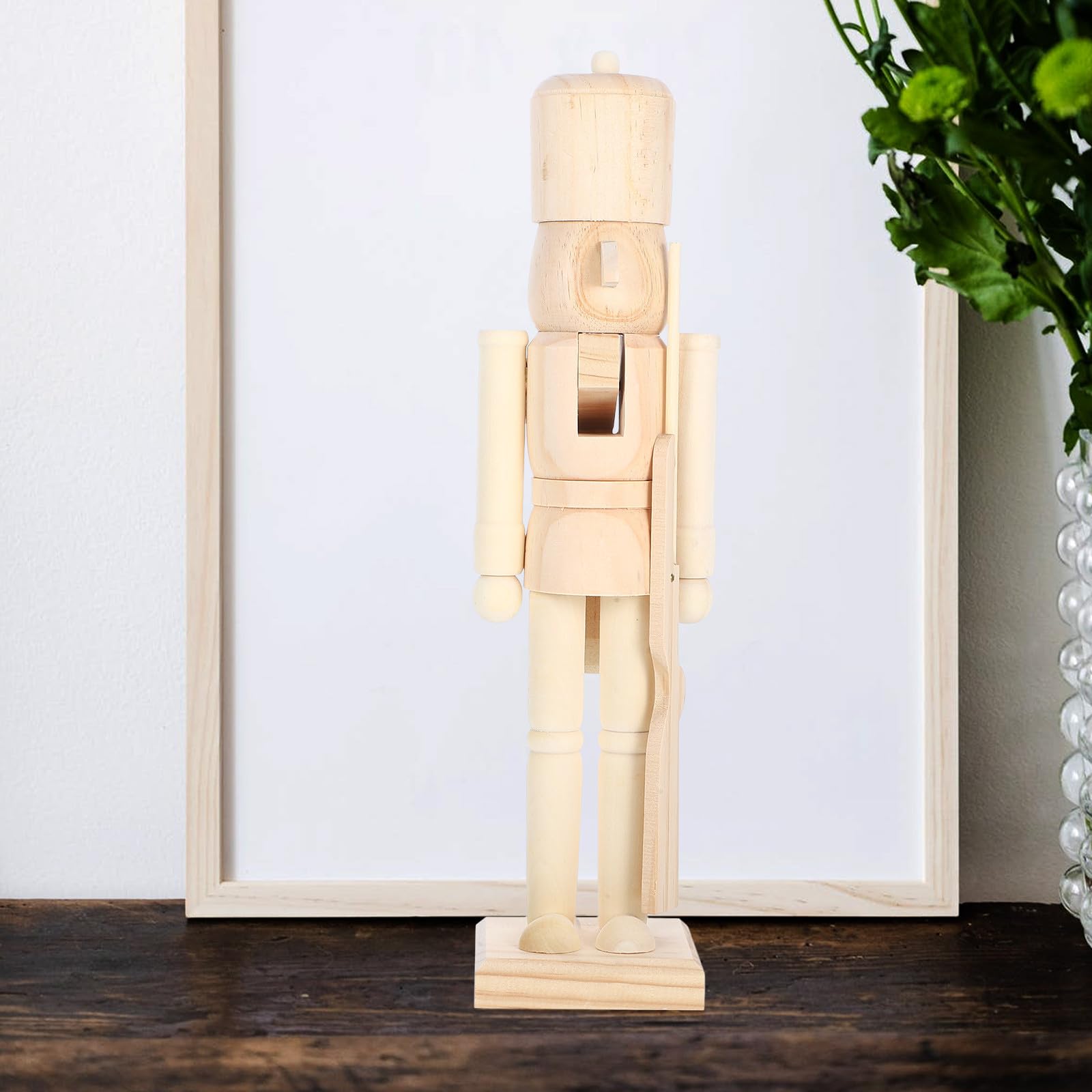 YARNOW Cascanueces de Madera sin Pintar, Figura de Madera en Blanco para Manualidades, Decoración Navideña, Adorno Creativo de Soldado de Nuez