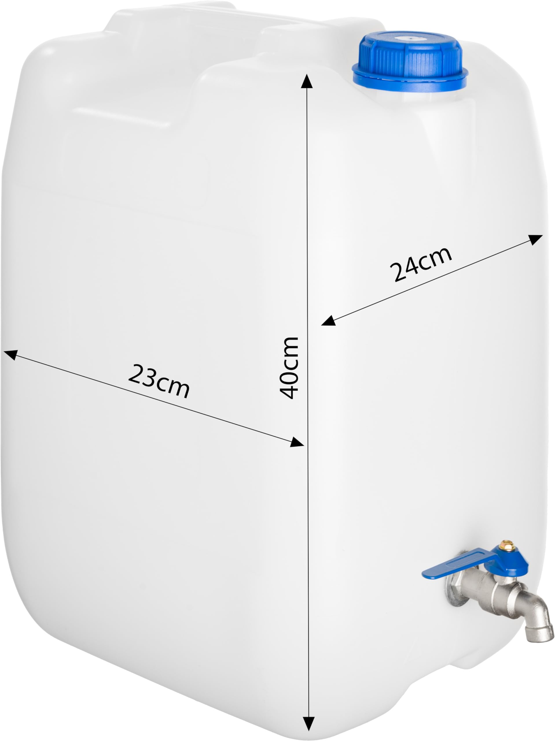 Wasserkanister mit Metall Hahn, 20 Liter, Trinkwasser Kanister & Zapfhahn Verzinkt, Wassertank BPA-frei, Wasserbehälter Made in EU – Ideal für Camping, Camper & LKW
