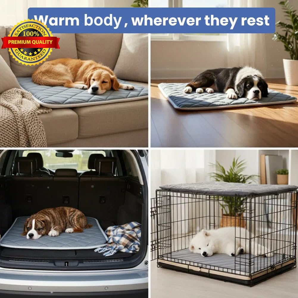 Manta térmica para perros, tapete reflectante térmico autocalentable para perros y gatos, almohadilla reflectante de calor de 5 capas para mascotas, tapete no eléctrico, 22.8 x 34.6 pulgadas, marrón