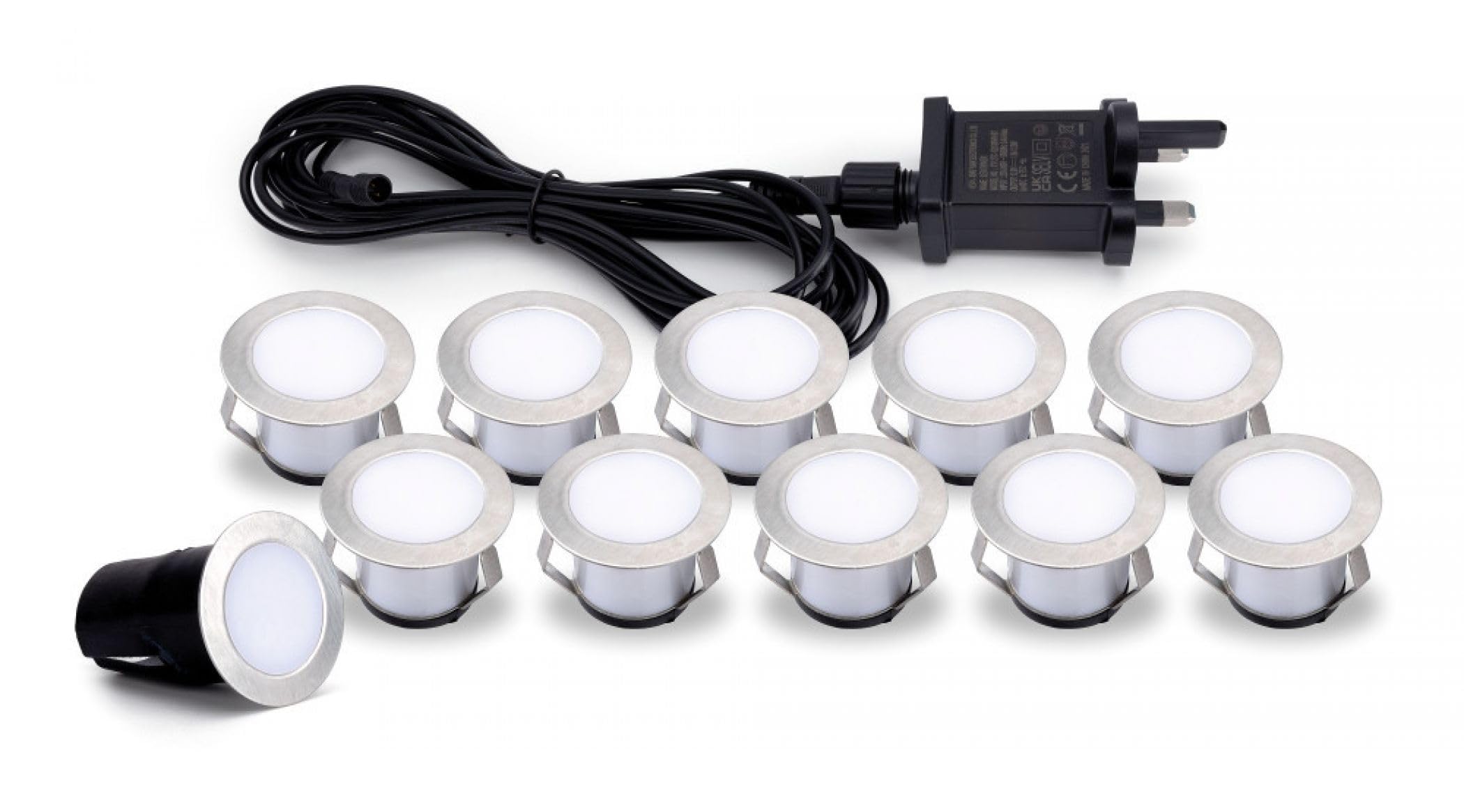 Integral ILGDC076 Outdoor Decking Light Kit, 2700K, 10 Lights, Dusk-Dawn Sensor, 4000K, UK Plug