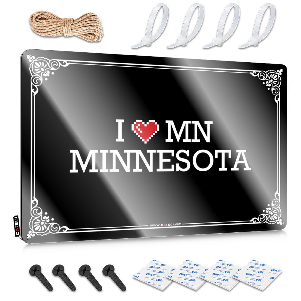 Fzfn Men's Colour Bathroom Decor, Matal Sign Outhouse Accessories I Love Mn Minnesota | Rustic Inappropriate Wall Art(30X40cm)