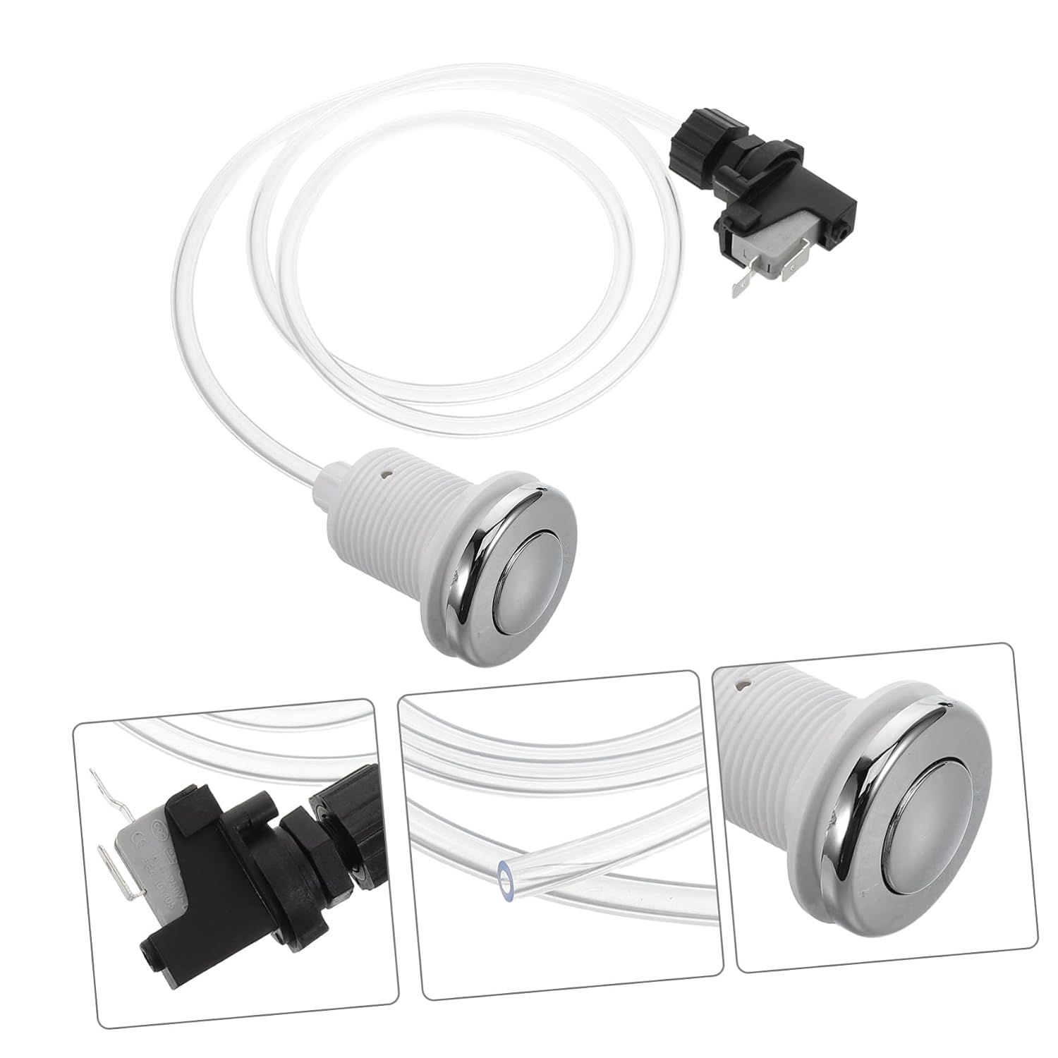 Bath Switch Garbage Disposal Part Pneumatic Switch On/Off Air Button Spa Pneumatic Push Button Sturdy Plastic Metal Easy Operation Wide Application