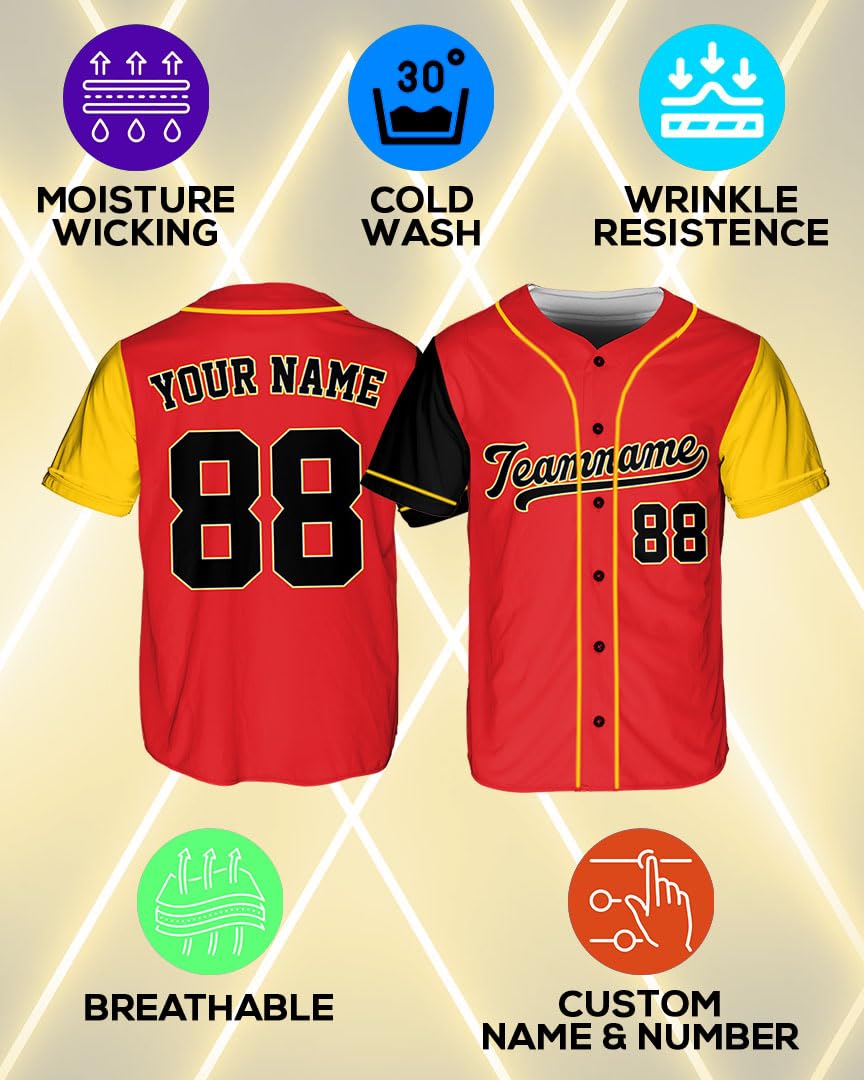Custom Baseball Jerseys - Personalized Softball Shirts for Men, Women, Boys, and Girls - Customized Team Uniforms for Sports Fans, Teams, Events, Gifts - Add Your Name, Number, Logo