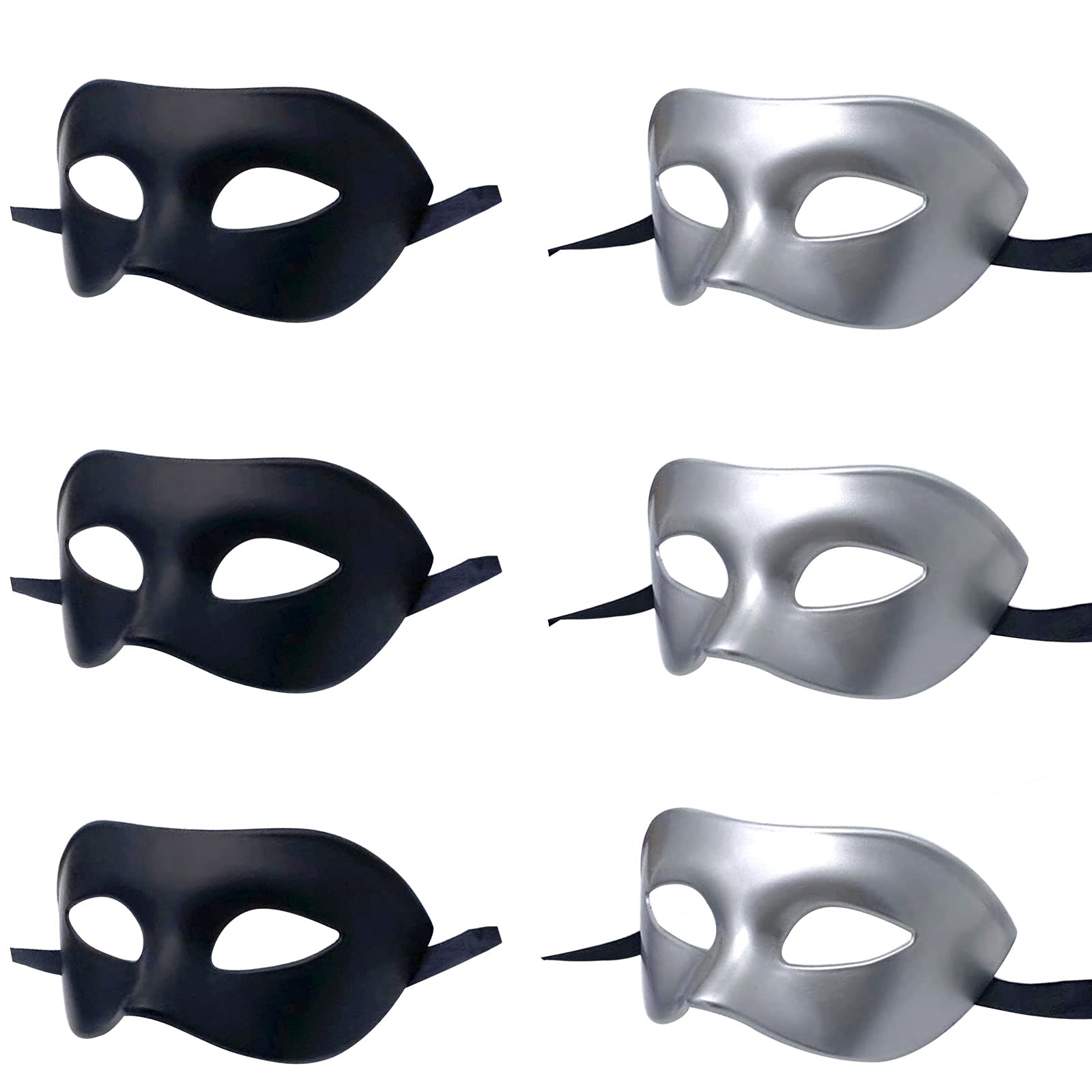  6 Pack Adults Vintage Antique Look Party Mask Venetian of Realistic Masquerade Half Man Women Face Mask Set (3x(S+B)/6PCS), 7.1''x3.15''x3.15''