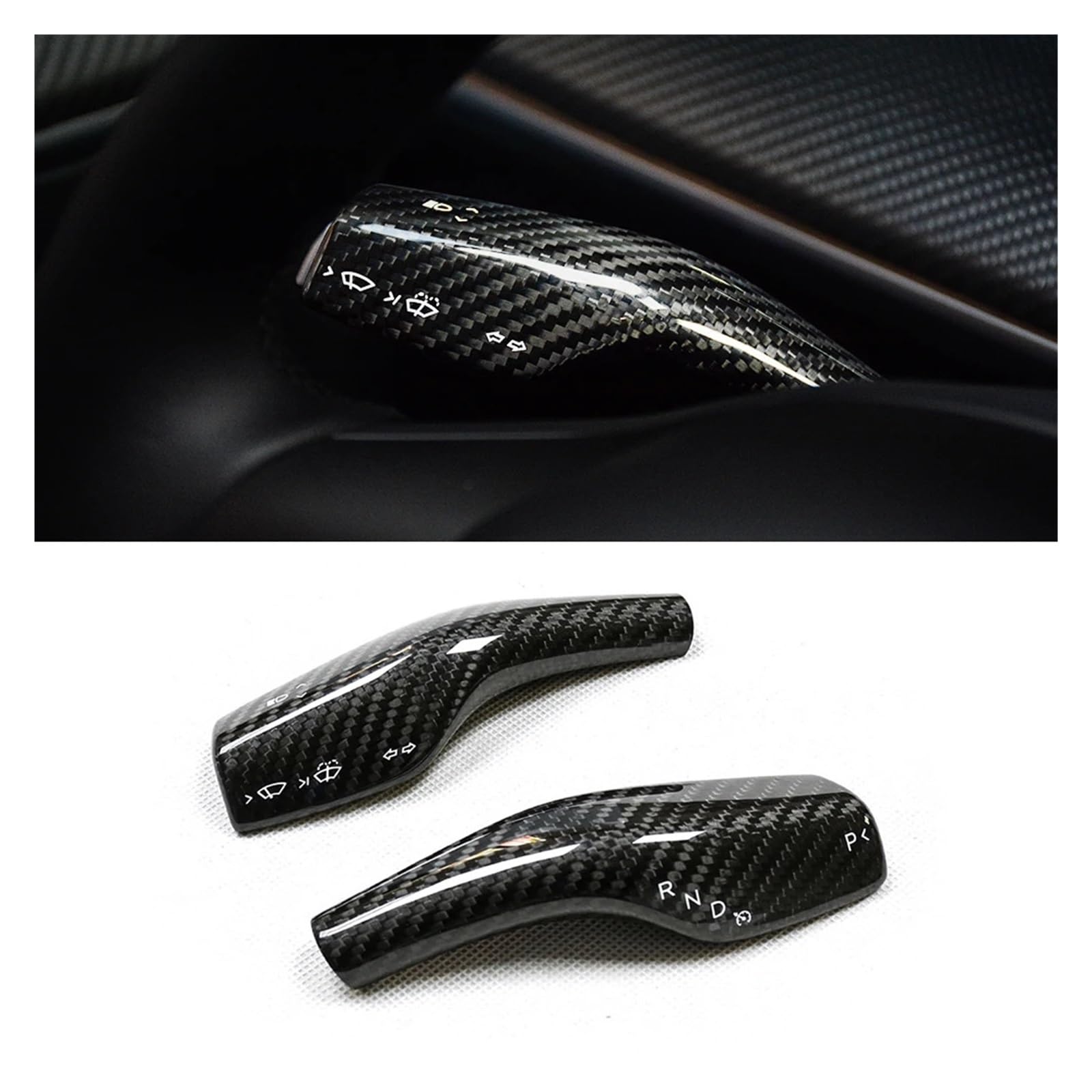 Steering Wheel Shift Protection Cover Sticker, Fit For, Model 3 Y Car Column Carbon Fiber Shift Knob Cover Decor(Matte)