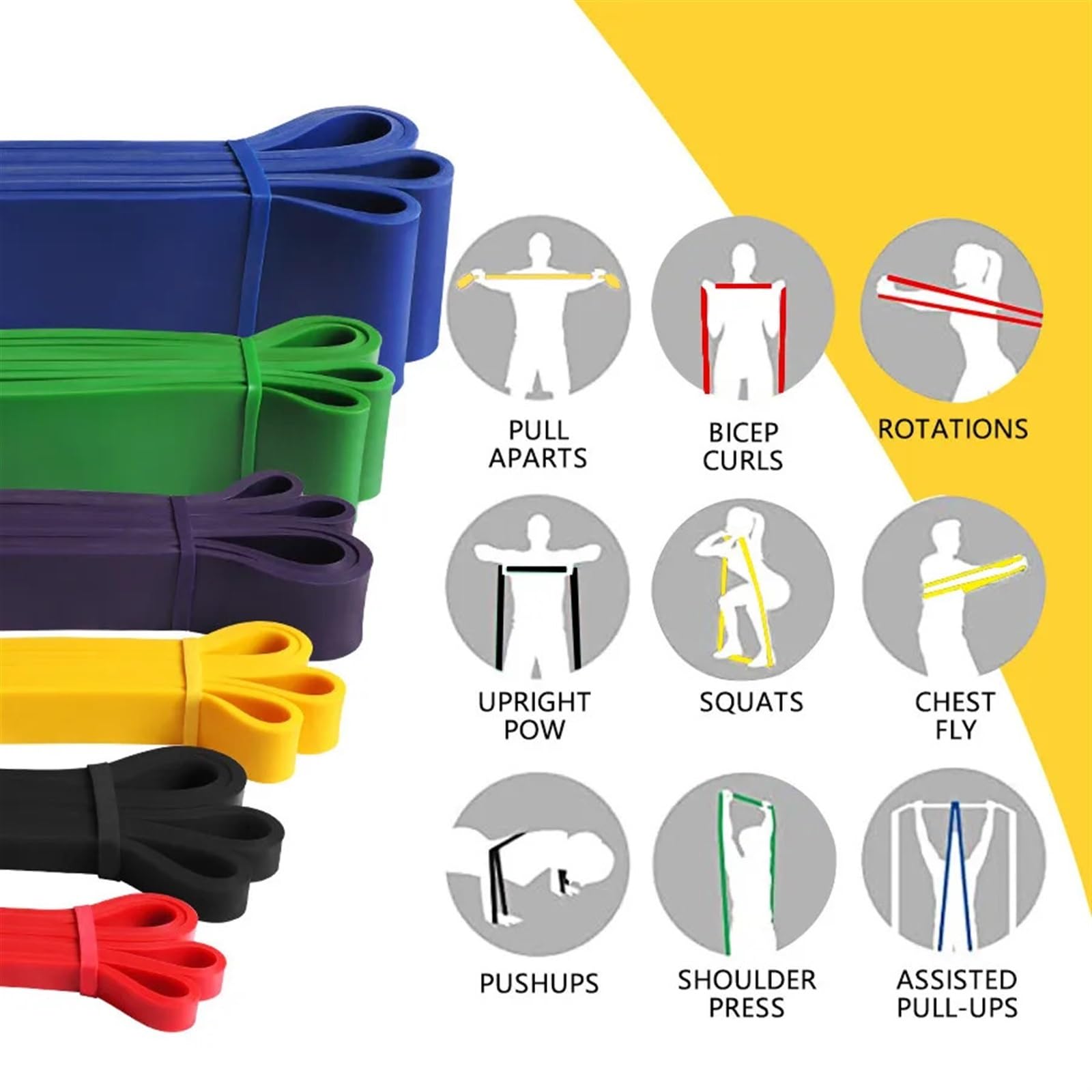 Bandas elasticas musculacion Banda elástica de Resistencia de látex Resistente for Ejercicios Deportivos, Banda de Asistencia for dominadas, Equipo de Entrenamiento de Fitness