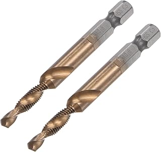 uxcell Combination Drill and Tap Bit, 1/4" Hex Shank M5 x 0.8 Metric Uncoated M35 Cobalt High Speed Steel Spiral Flute Drilling Tapping Tool 2pcs