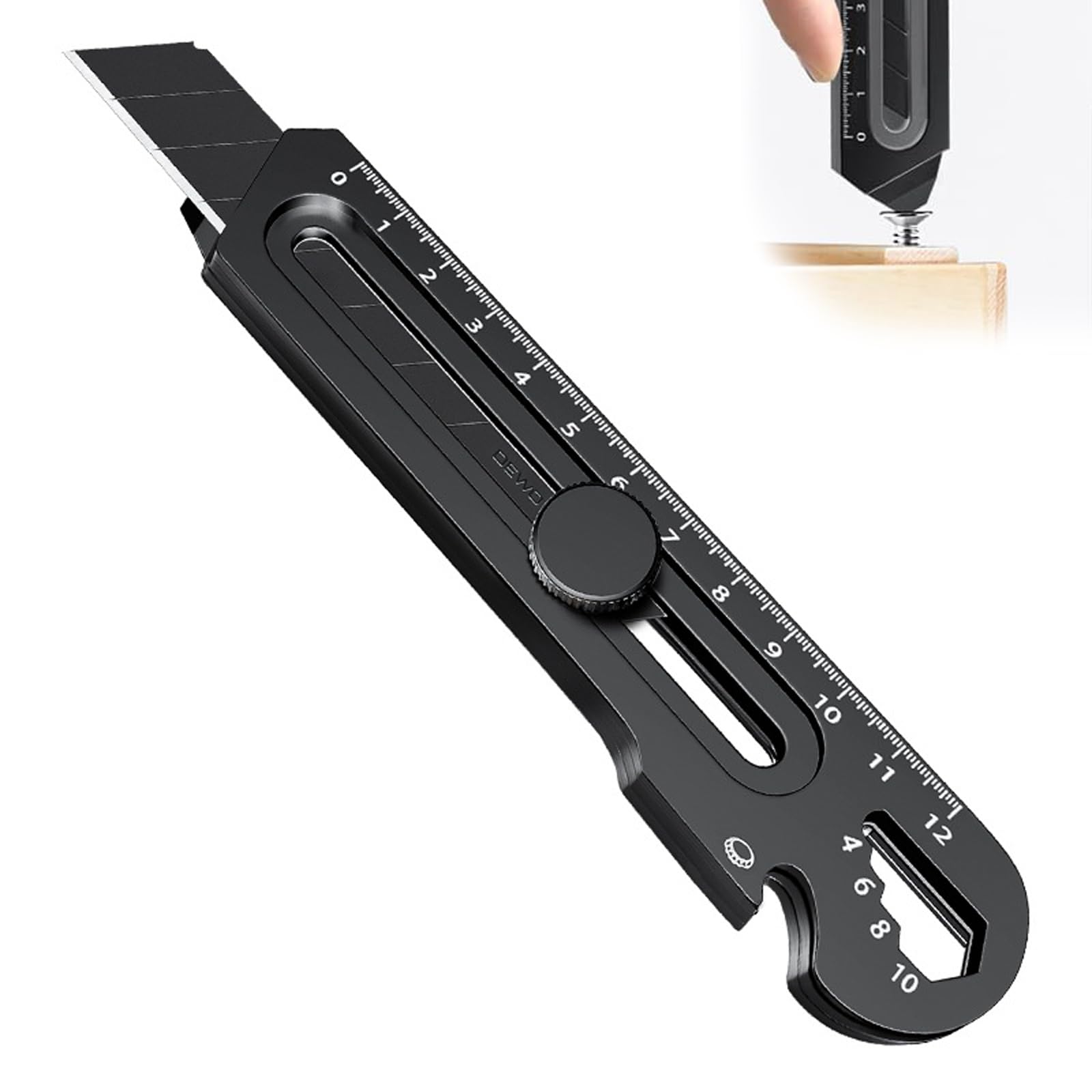 Cutter Profesional Retráctil de Acero Inoxidable, 18mm Cuter de Precisión Multiusos, Cuchillo Universal con Martillo y Destornillador, para Hogar, Oficina, Taller y Bricolaje