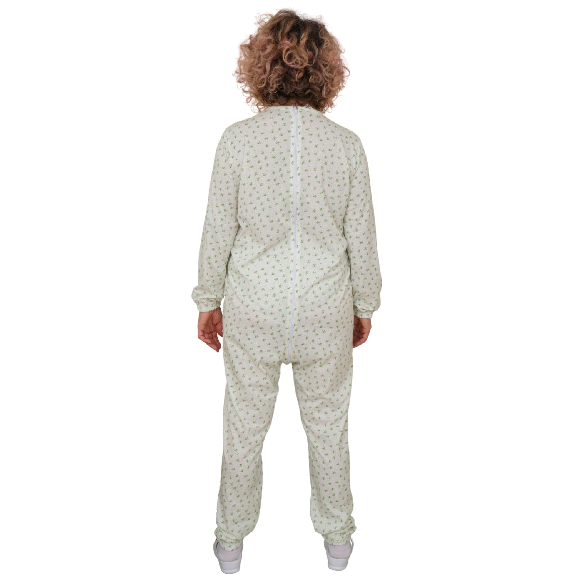 FERRUCCI COMFORT Pyjama sanitaire col rond avec fermeture éclair sur le dos - 9017 - pour personnes âgées, Alzheimer, Incontinence