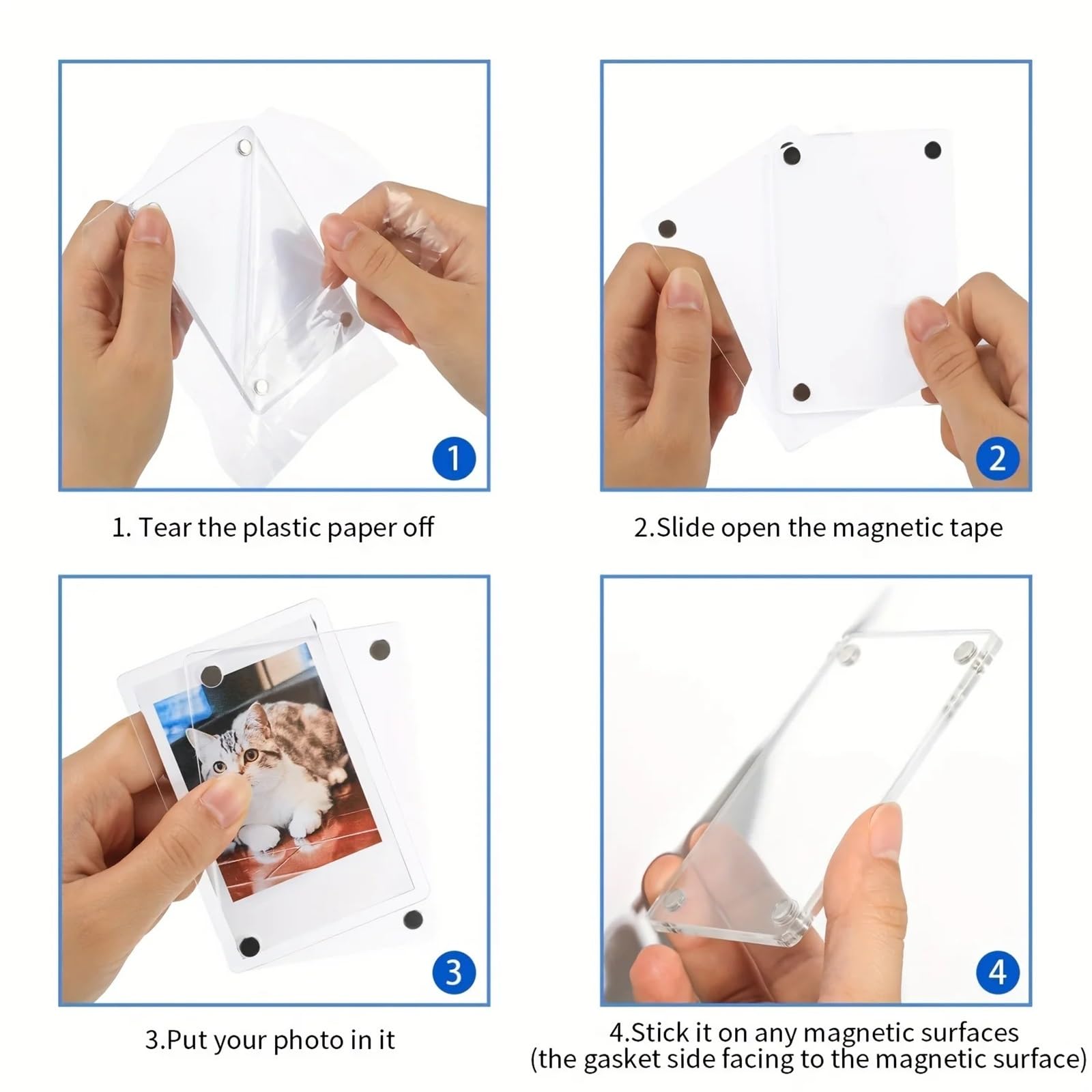 Kühlschrank-Magnetrahmen, transparenter, wendbarer Magnet, Foto, Display Für Fotos Postkarten(12Pack)