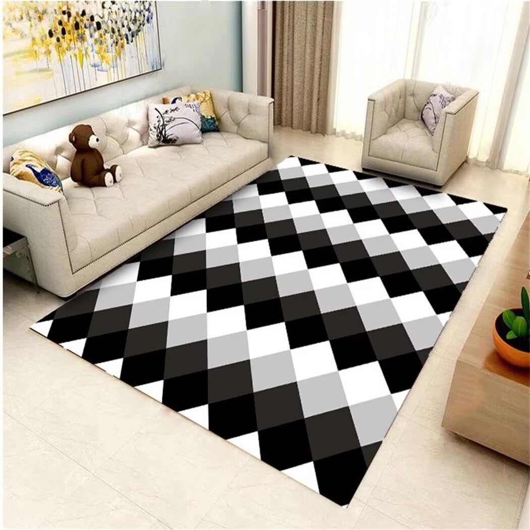 Tapis doux chambre ado fini les sols froids tapis noir et blanc