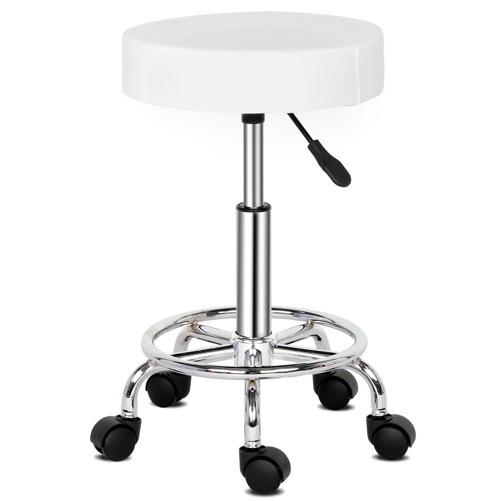 Tabouret de bar pivotant blanc Ha Ha Feet pour éviter les rayures et le manque de place