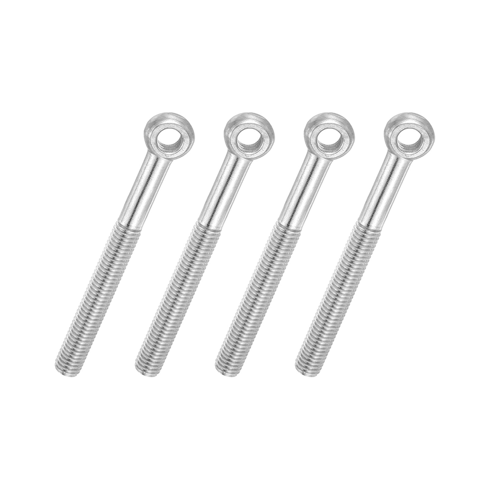 PATIKIL 4 Pcs M10x80mm Shoulder Swing Lifting Eye Bolt, 304 Stainless Steel Metric Half Tooth Thread Fisheye Eye Slip Hole Screw Rigging Bolt Metal Fasteners Screws, Silver Tone