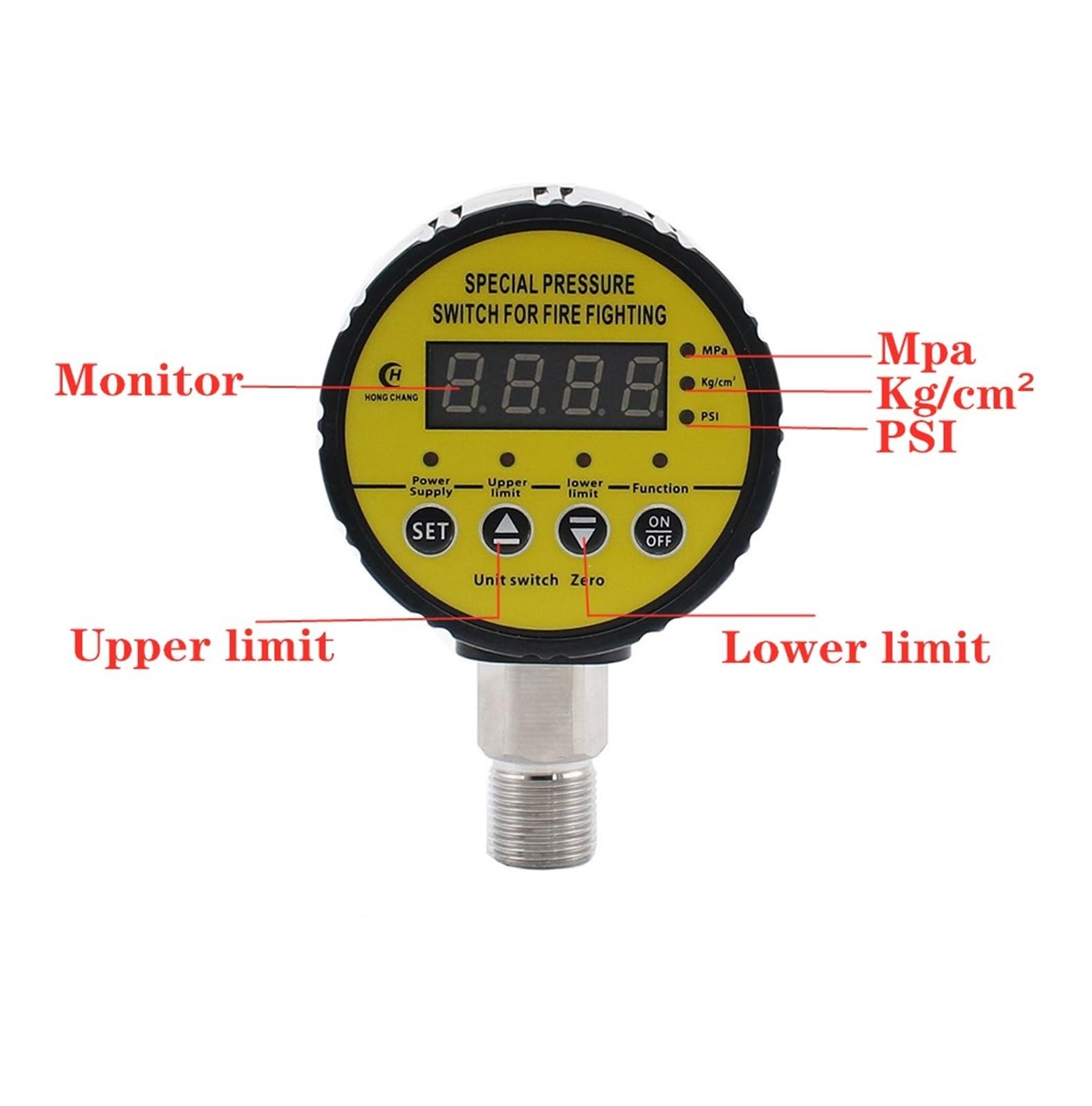 HC-Y810 220 AC 1MPA 5MPA 10MPA 30MPA hydrauliczna sprężarka powietrza cyfrowy przełącznik ciśnienia M20 x 1,5 G1/2 G1/4 konfigurowalny (gwint G1-2,0-0,16Mpa)